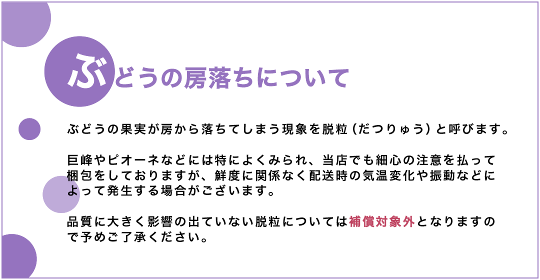 ブドウの粒の房落ちについて